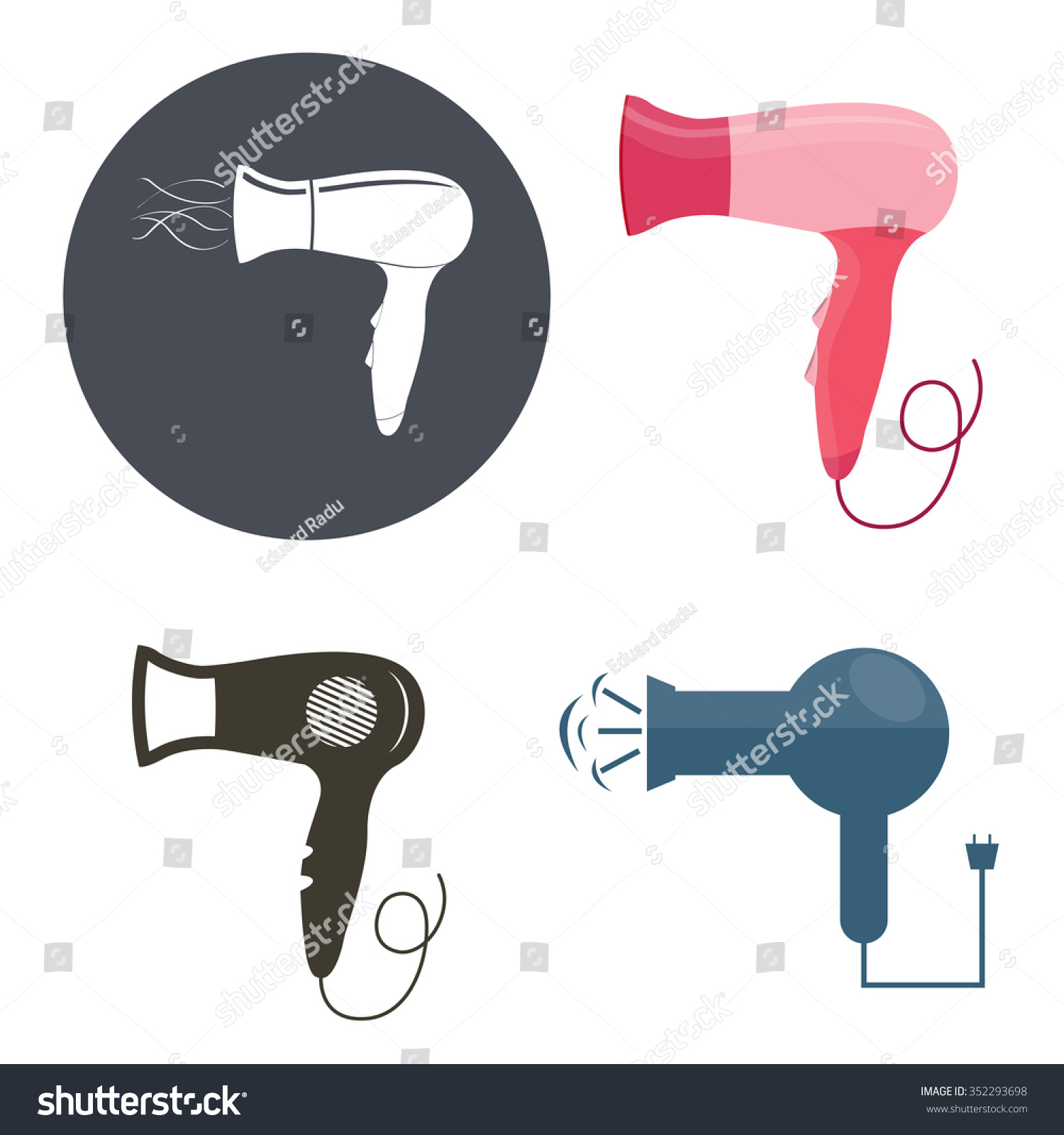 Hair Dryer Stock Vector Illustration 352293698 : Shutterstock