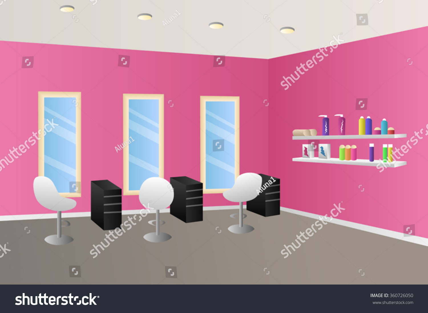 Hairdressing salon pink interior room illustration vector ... Interior salon