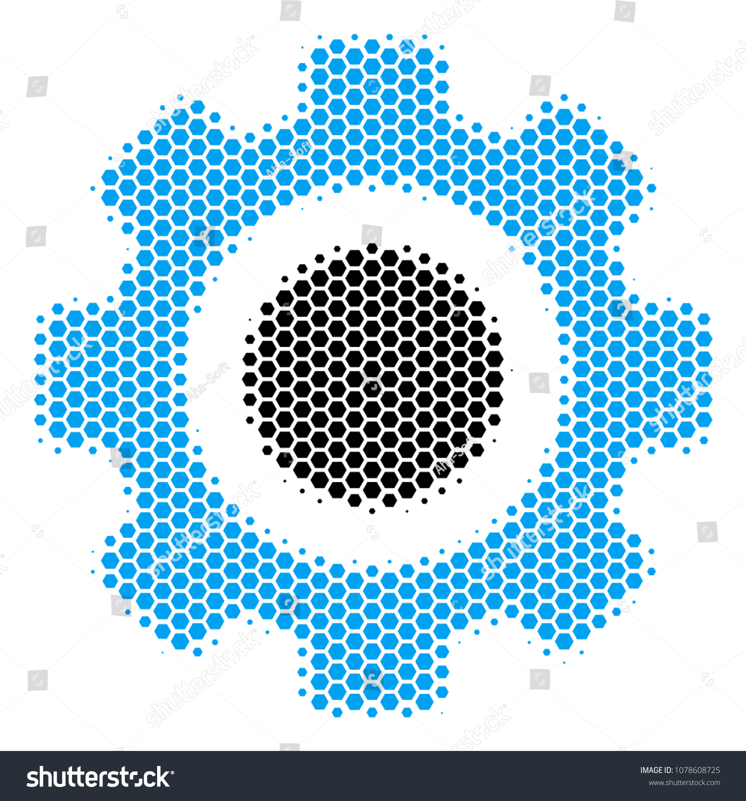 Halftone Hexagonal Gear Icon Pictogram On Stock Vector Royalty Free