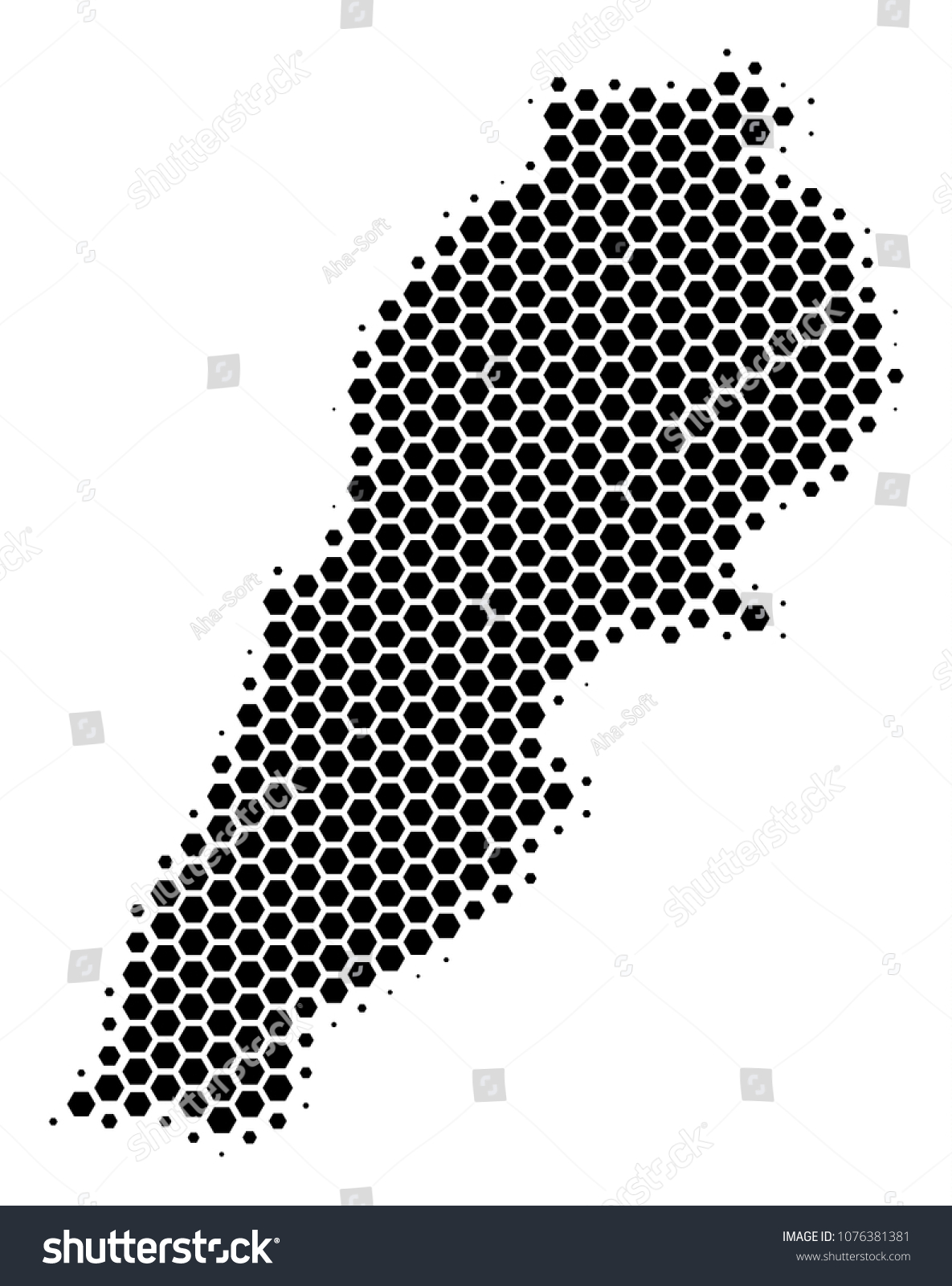 Halftone Hexagonal Lebanon Map Vector Geographical Stock Vector