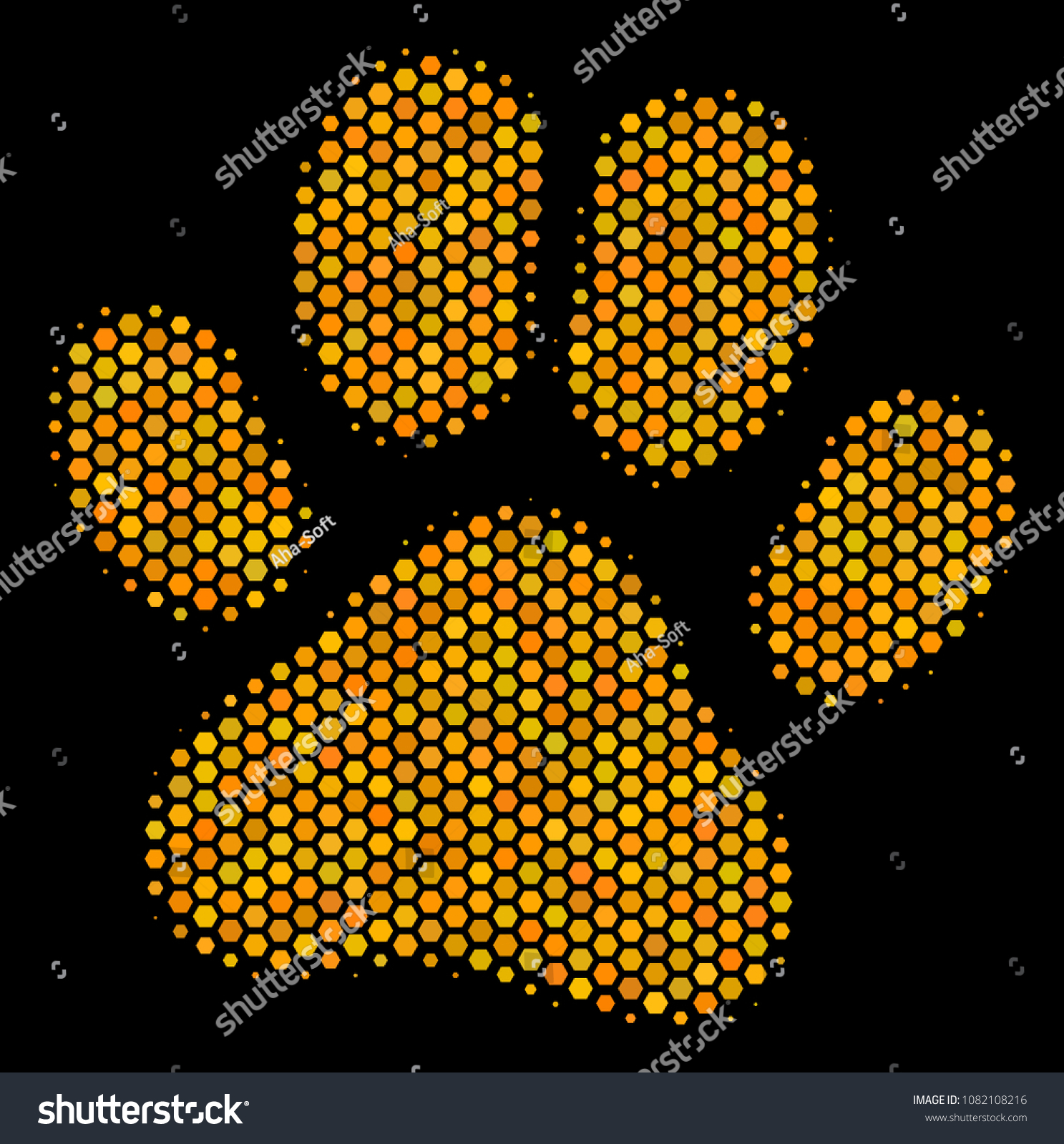 Halftone Hexagonal Paw Footprint Icon Bright Stock Vector Royalty Free