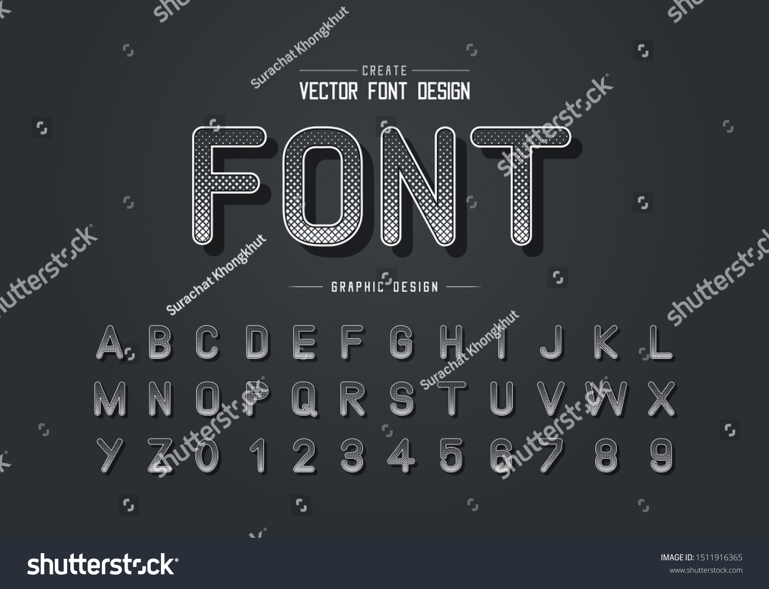 Halftone Square Font Alphabet Vector Digital Vector De Stock Libre De