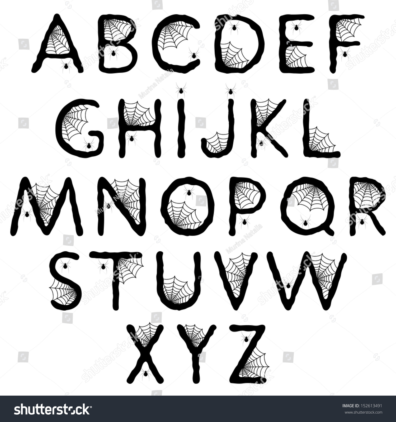 Halloween Alphabet Set Letters Spider Web Stock Vector 152613491 ...