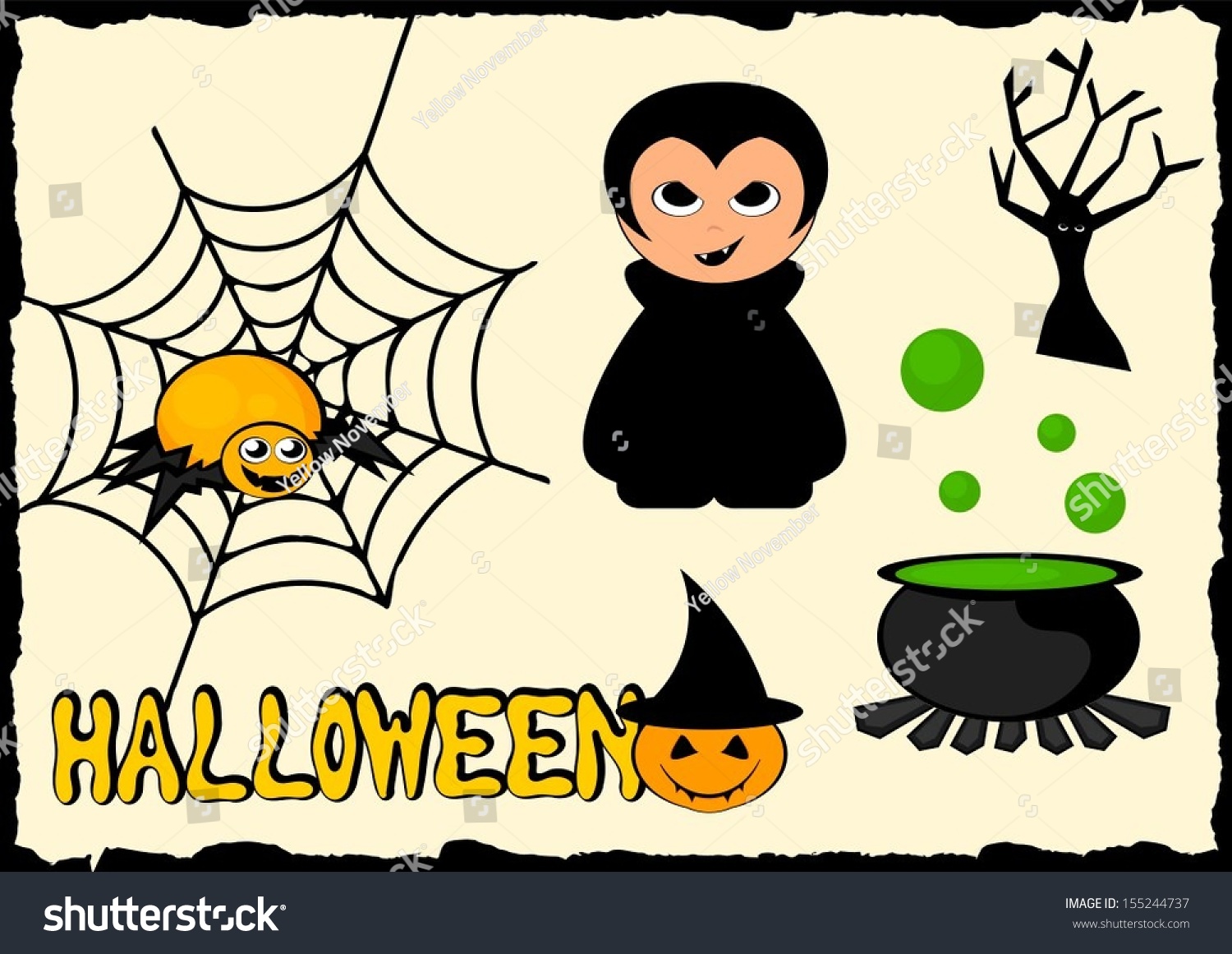 Halloween Cartoon Icons Stock Vector Illustration 155244737 : Shutterstock