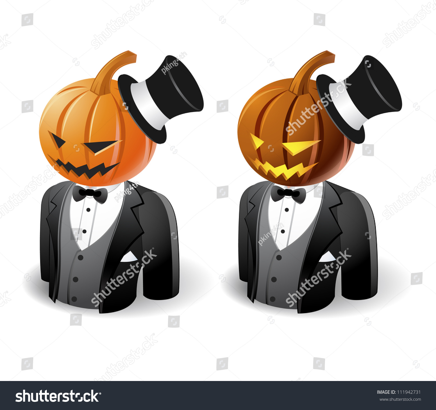 Halloween Concept : Pumpkin Head Icons Stock Vector Illustration