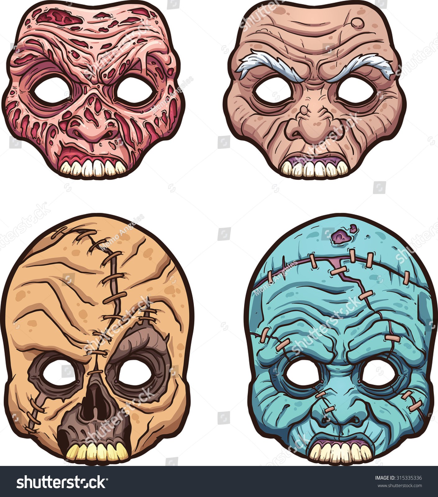 Halloween Masks. Vector Clip Art Illustration With Simple ...