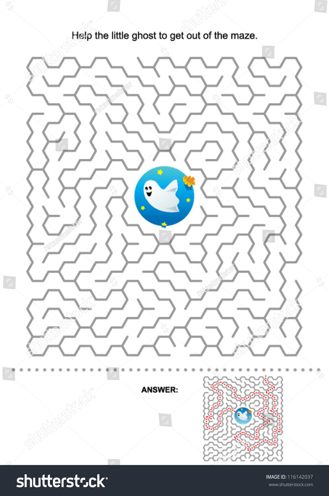 Halloween Maze Game Kids Help Little Stock Vector 116142037 Shutterstock