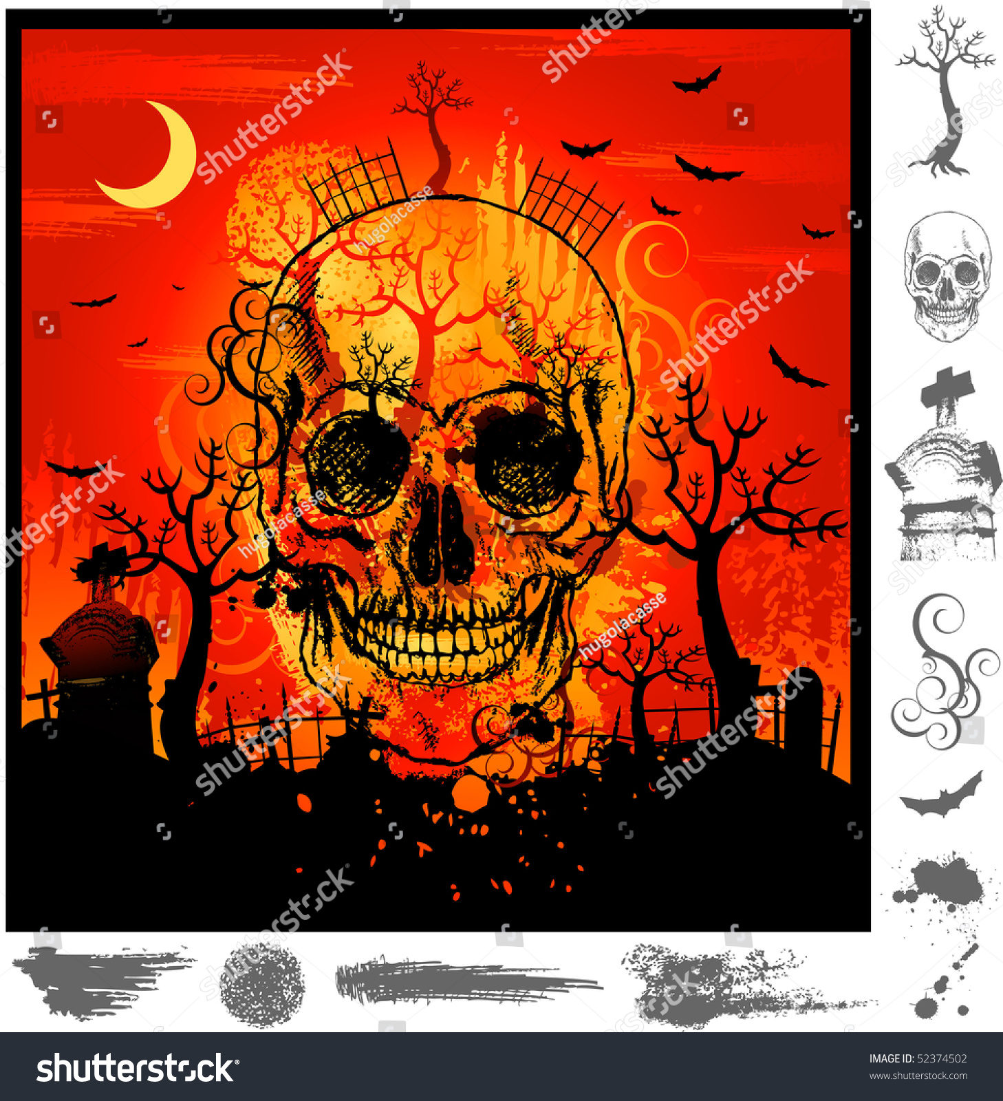 Halloween Skeleton Stock Vector 52374502 - Shutterstock