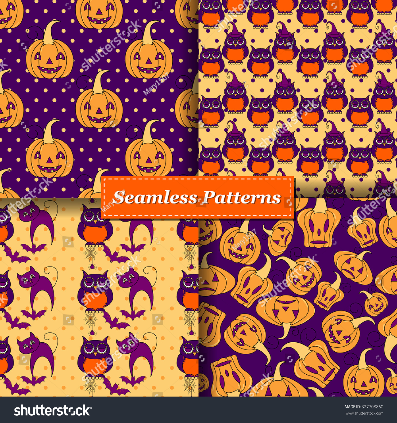 Halloween Vector Seamless Pattern Endless Pattern Stock Vector 327708860 Shutterstock