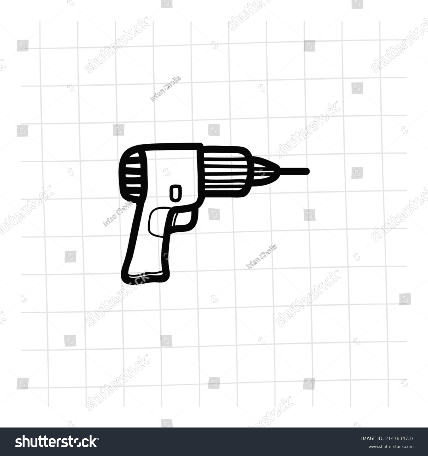 Hammer Drill Hand Drawn Outline Doodle Stock Vector Royalty Free