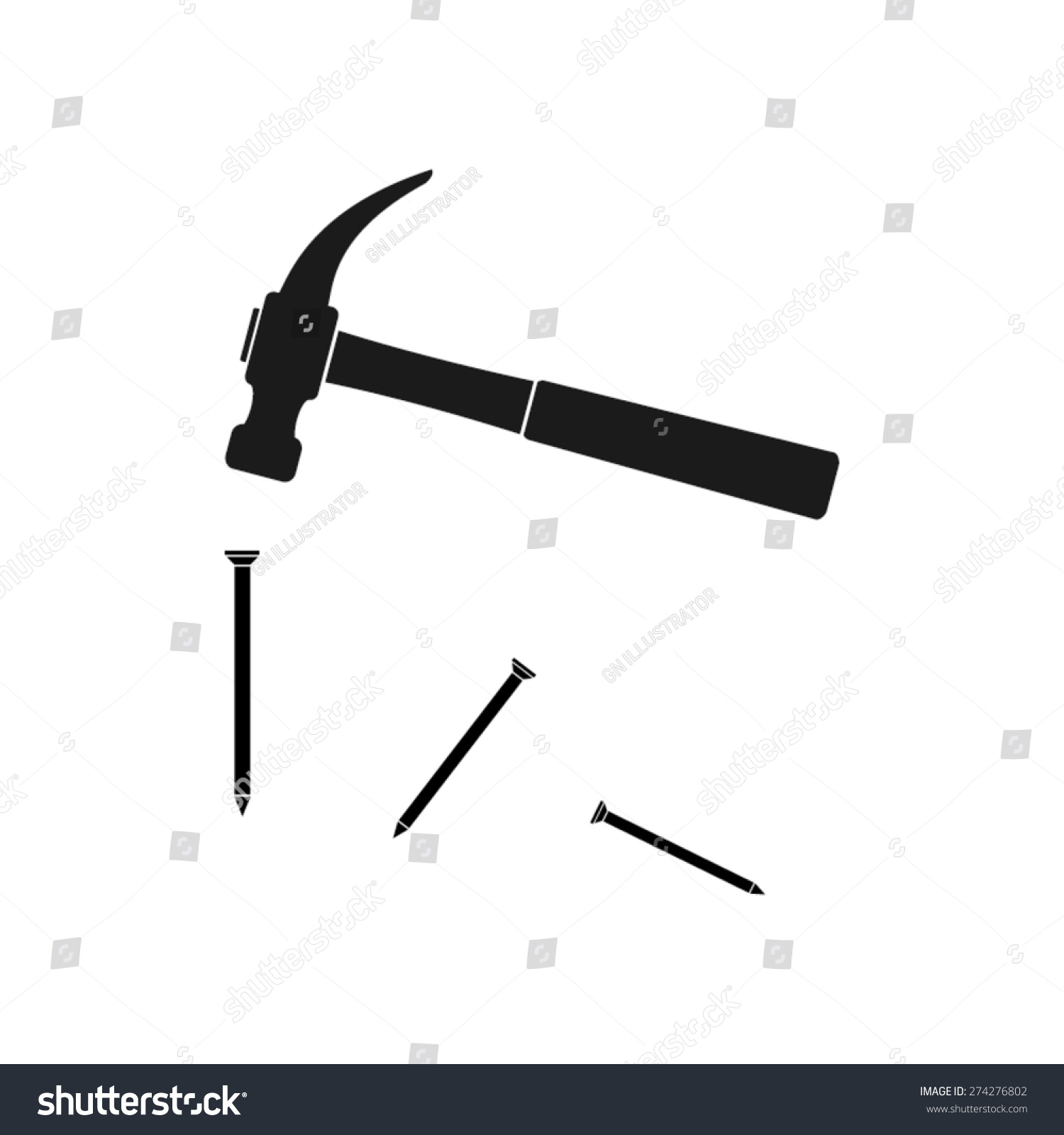 Hammer Nails Stock Vector 274276802 - Shutterstock