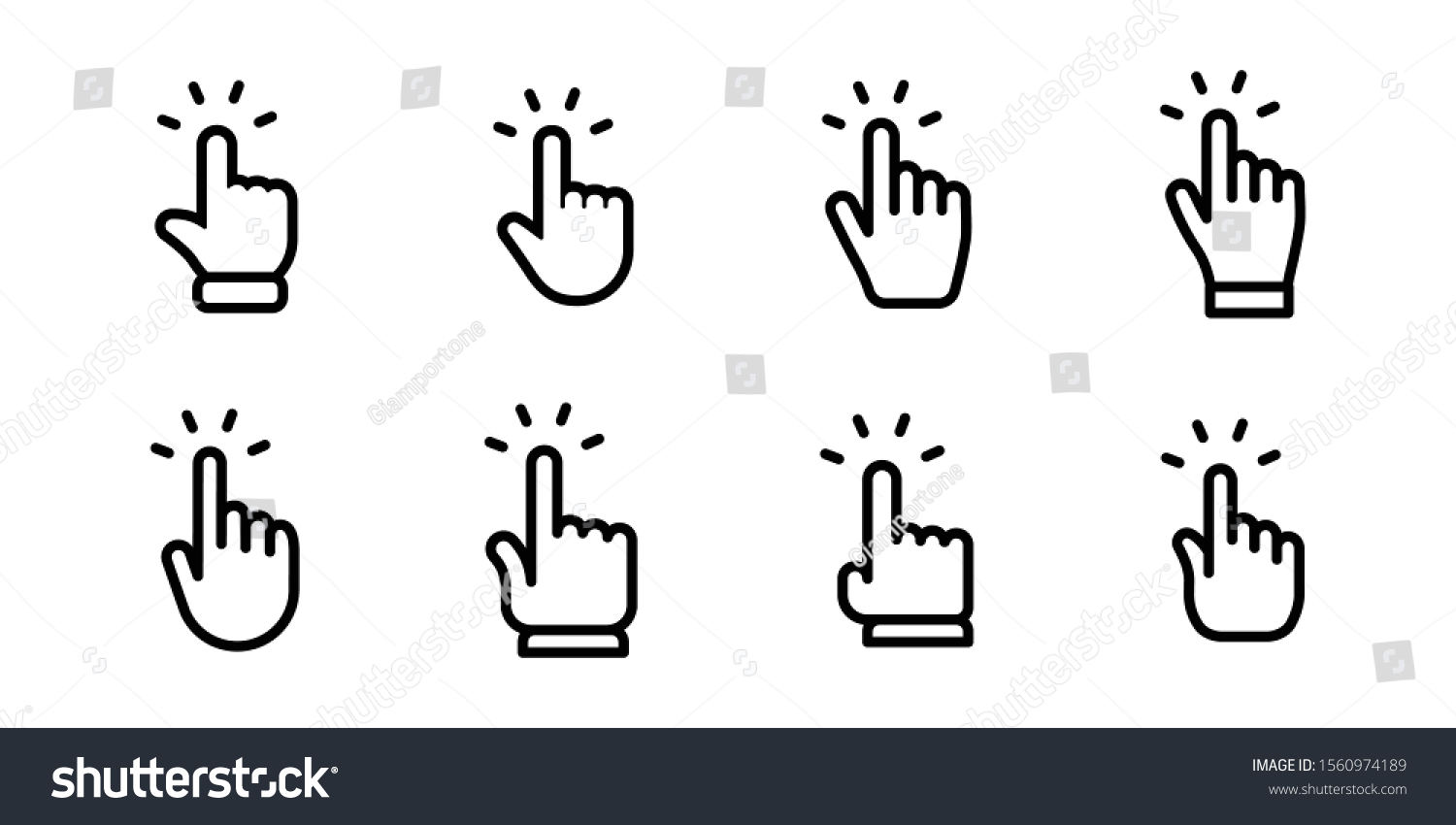 Hand Clicking Icons Collection Set Hands Stock Vector Royalty Free