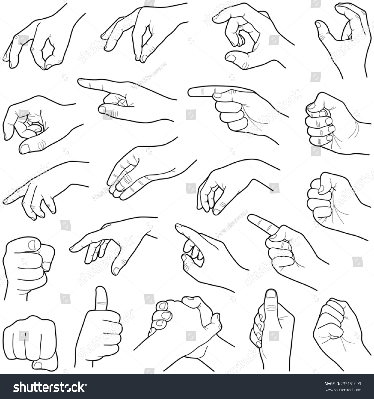 Hand Collection - Vector Line Illustration - 237151099 : Shutterstock