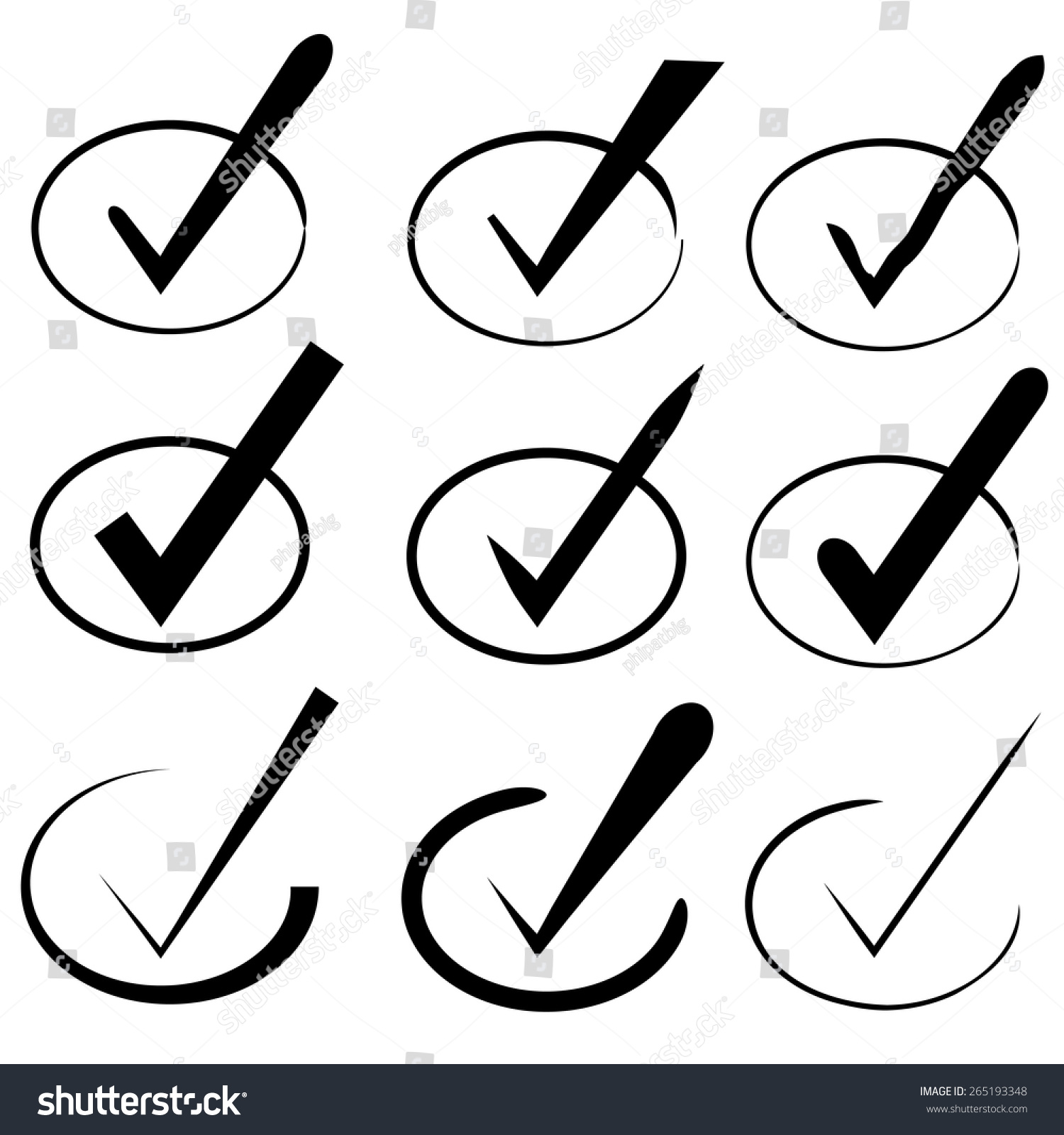 Hand Draw Check Mark Stock Vector Illustration 265193348 Shutterstock