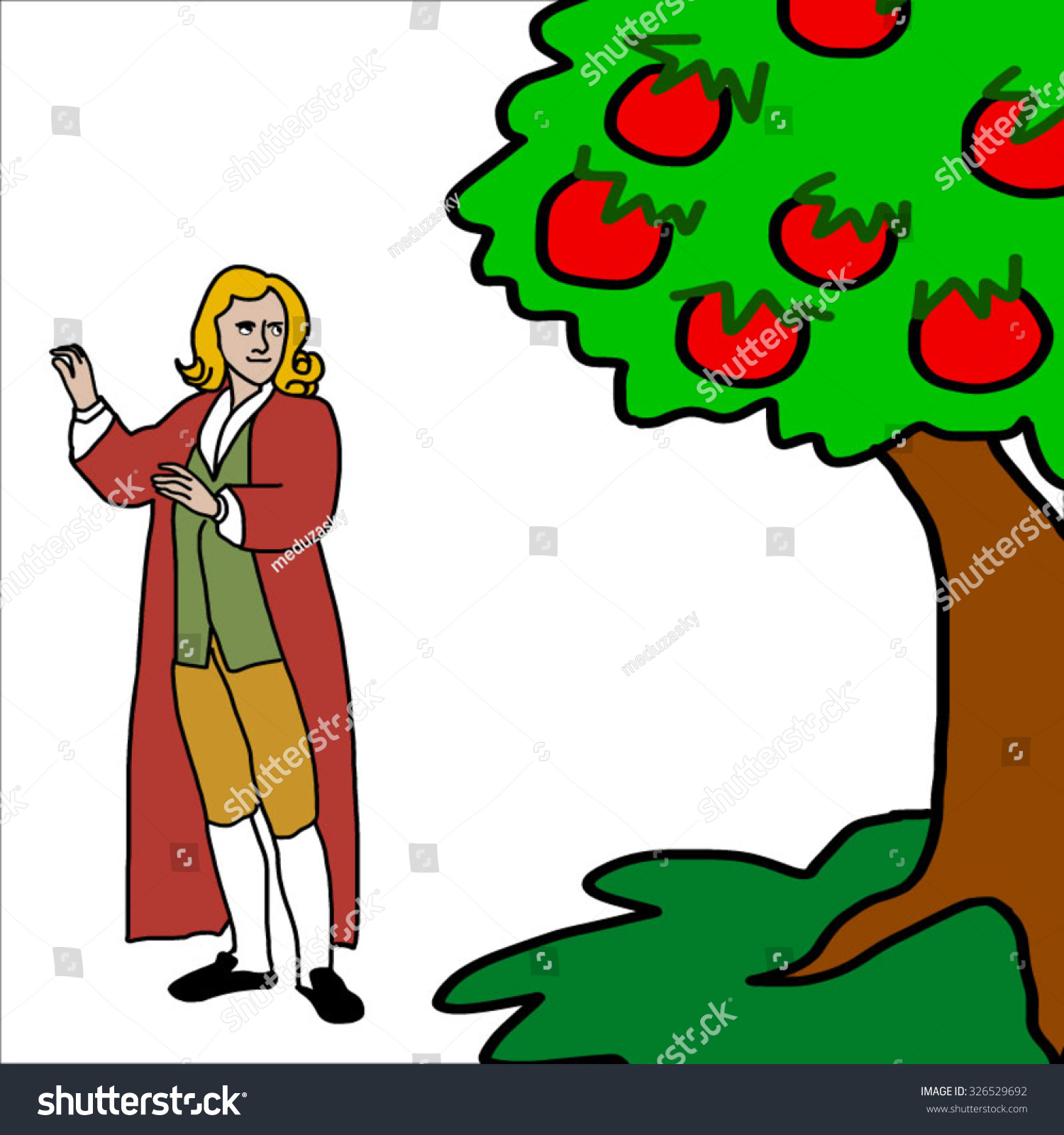 Hand Draw Illustration Isaac Newton Apple Stock Vector 326529692 