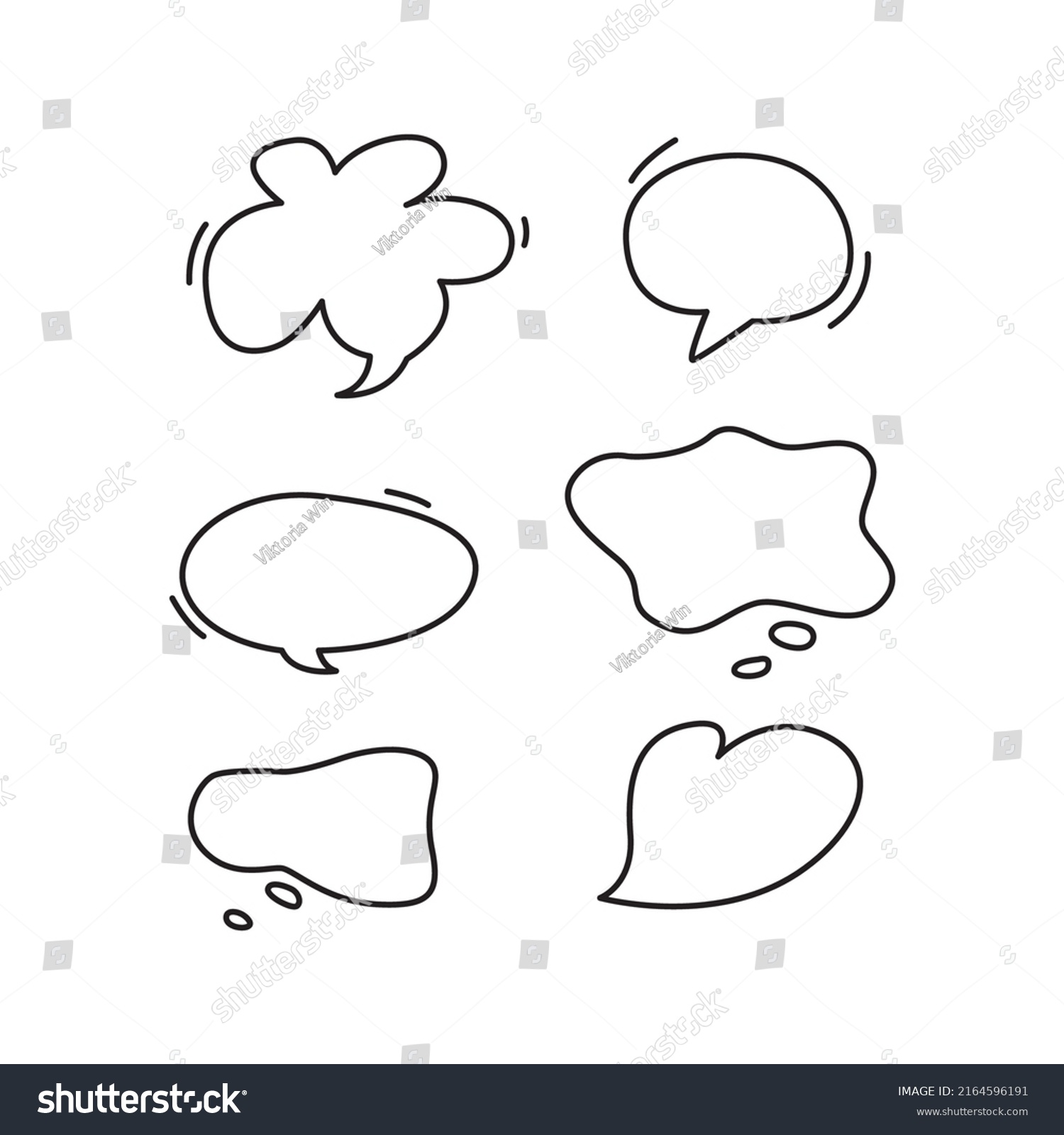 Hand Draw Speech Bubble Vector Set Stock Vector Royalty Free