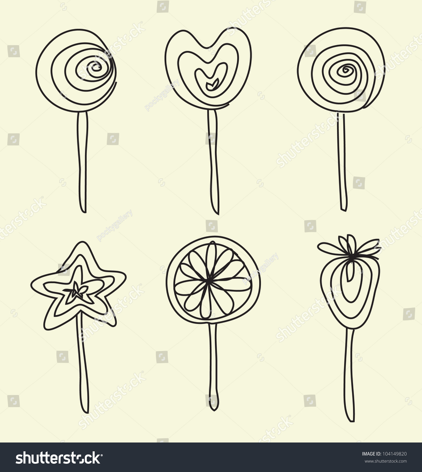 Hand Drawing Lollipops Cartoon Doodle Vector 104149820 Shutterstock