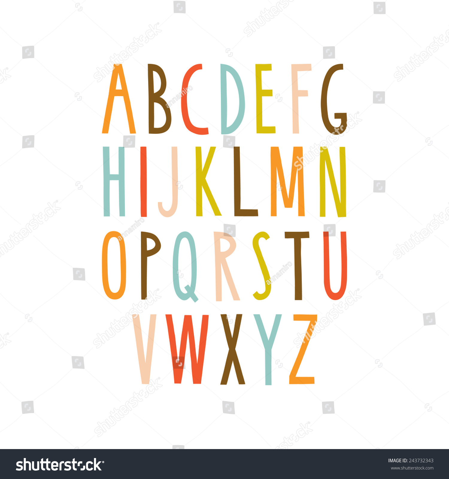 Hand Drawn Alphabet Sans Serif Elegant Light Font Vector Illustration