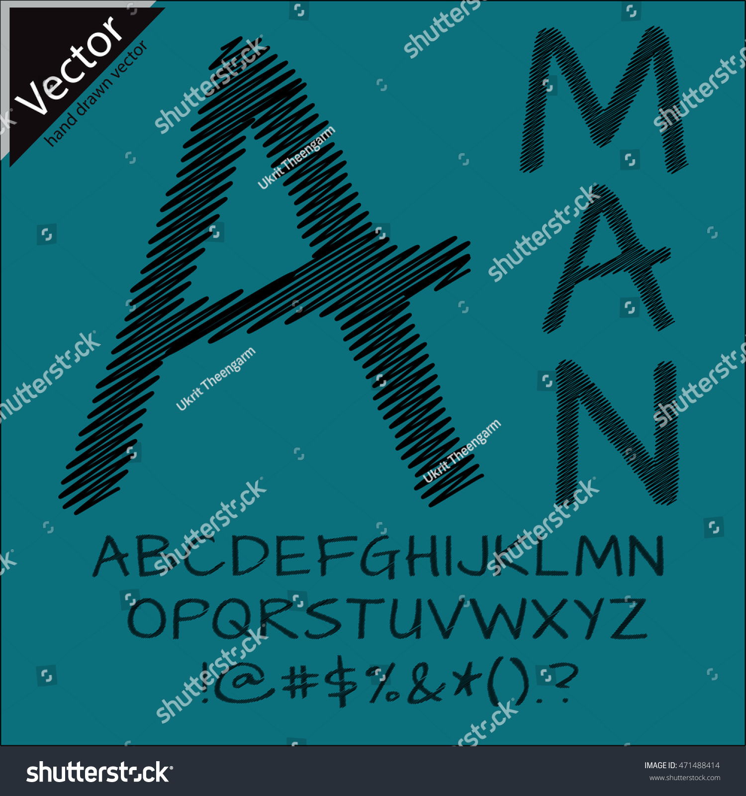 Hand Drawn Sketched Font Vector Sketch Stock Vector Royalty Free