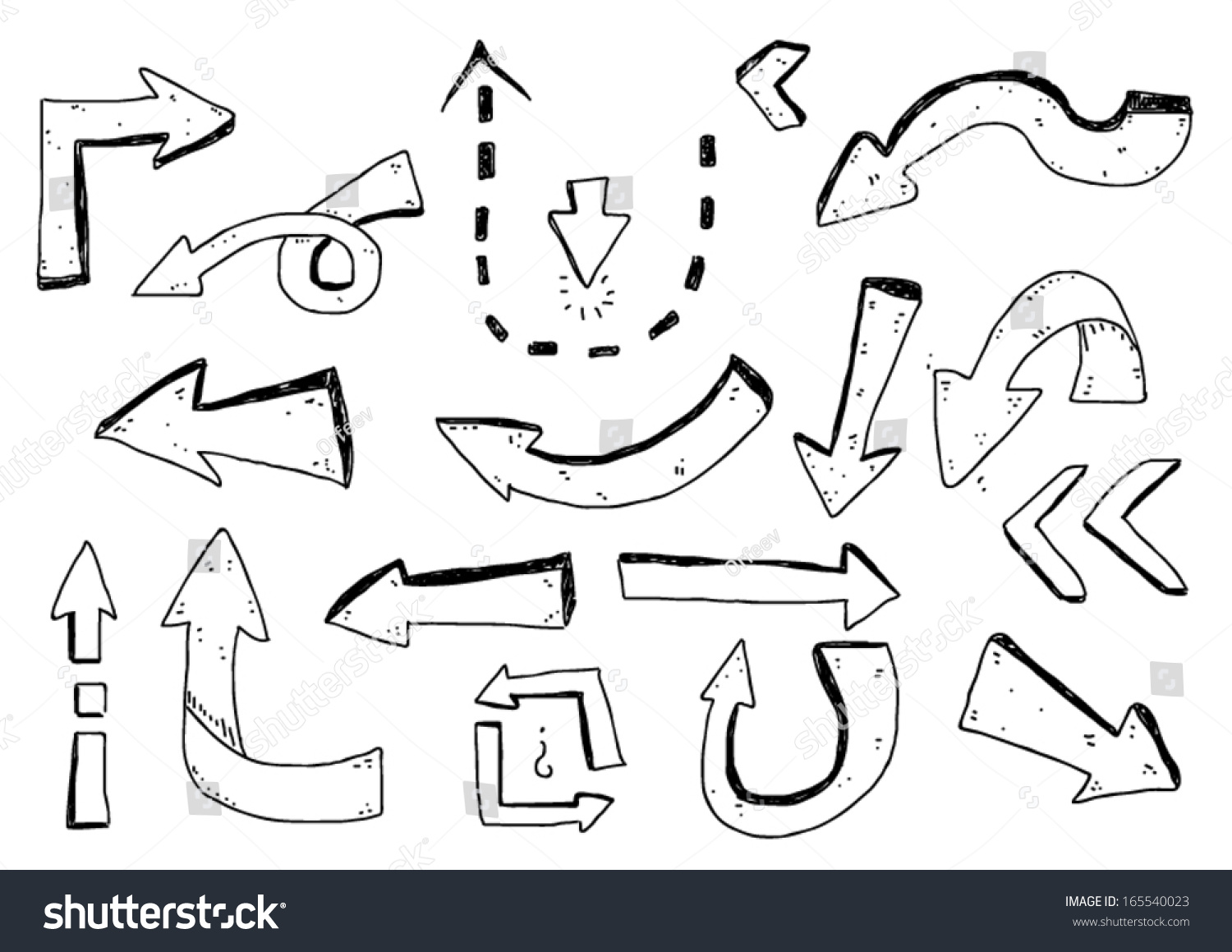 Hand Drawn Arrows Stock Vector Illustration 165540023 : Shutterstock