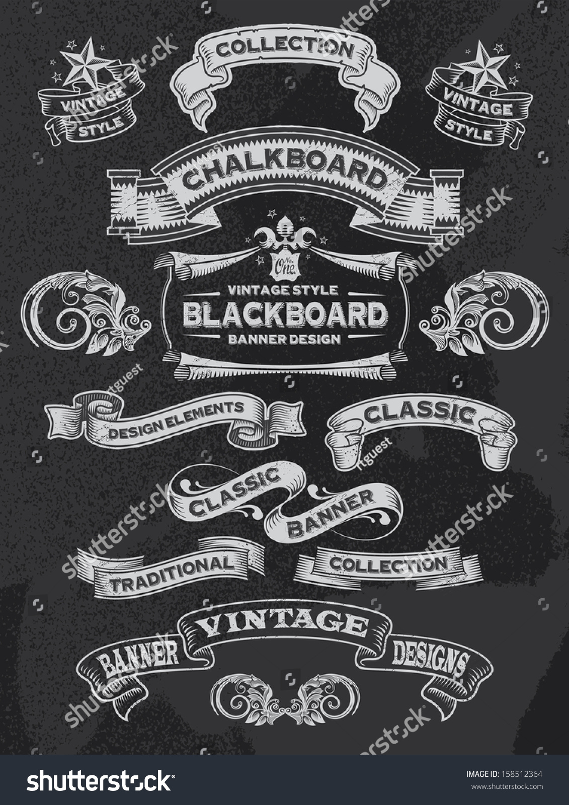 Hand Drawn Blackboard Banner Vector Illustration With Texture Added