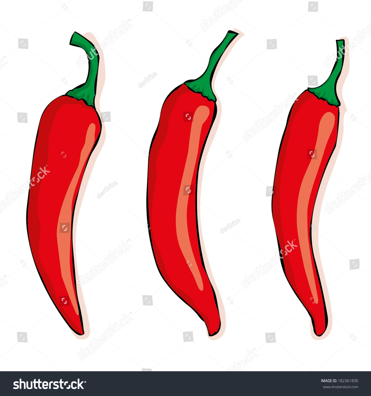 Hand Drawn Chili Pepper Isolated On Stock Vector 182361830 - Shutterstock