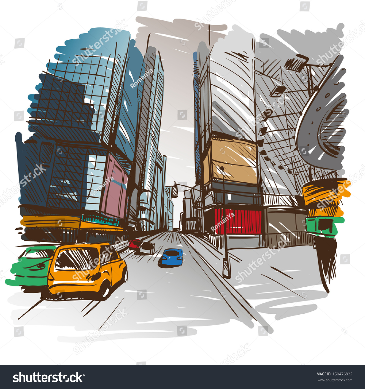 Hand Drawn Cityscape Vector Illustration Stock Vector 150476822 Shutterstock 4907