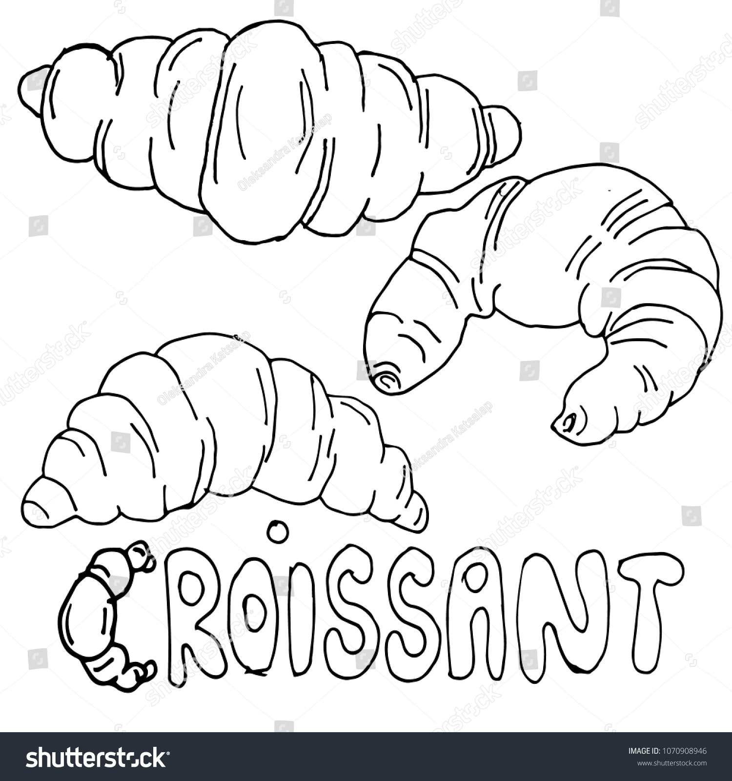 Hand Drawn Croissants Doodle Sketch Vector Stock Vector Royalty Free