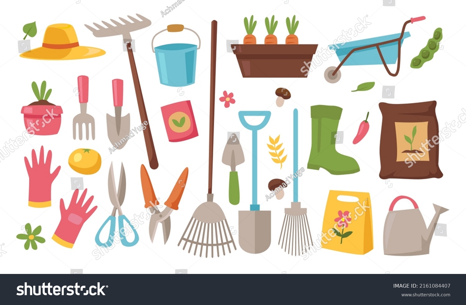 Hand Drawn Doodle Set Gardening Icons Stock Vector Royalty Free