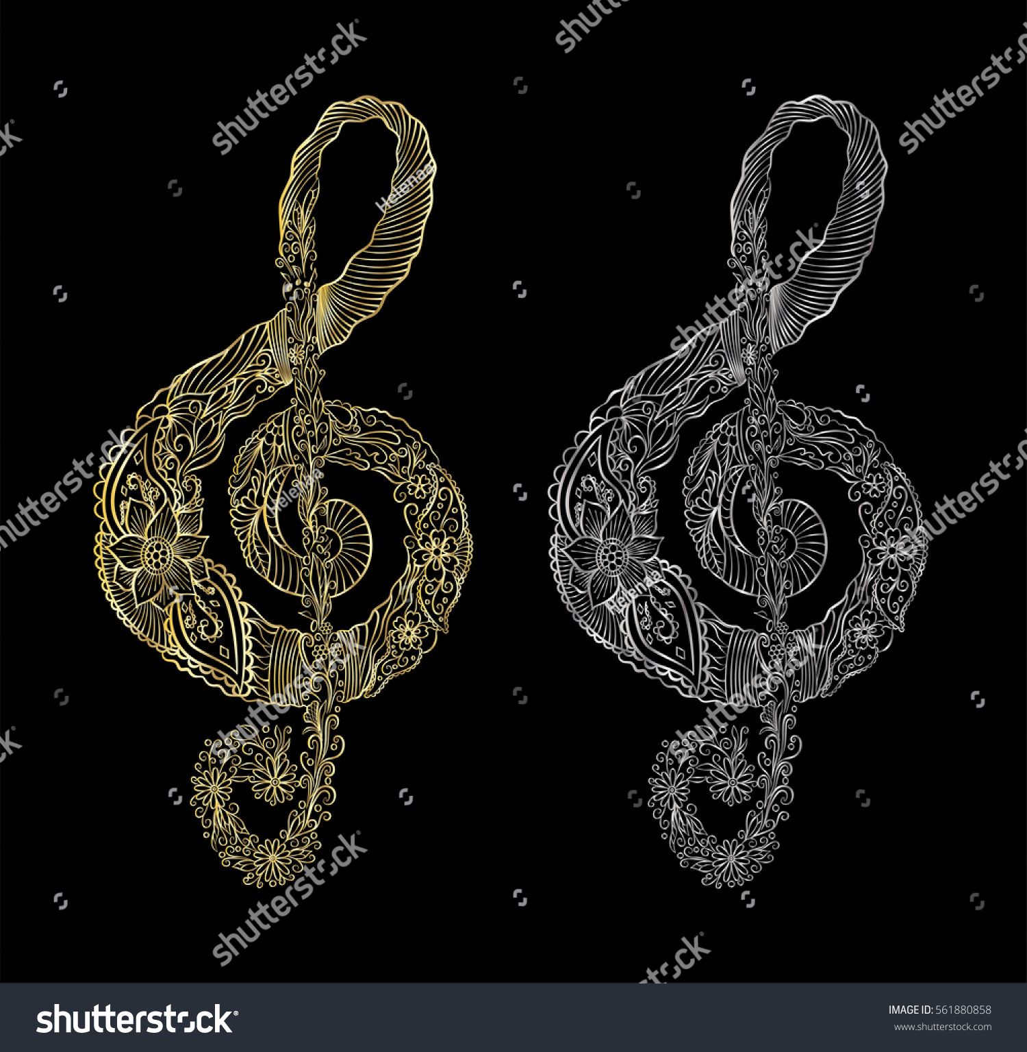 Hand Drawn Doodle Treble Clef Vector Stock Vector Royalty Free