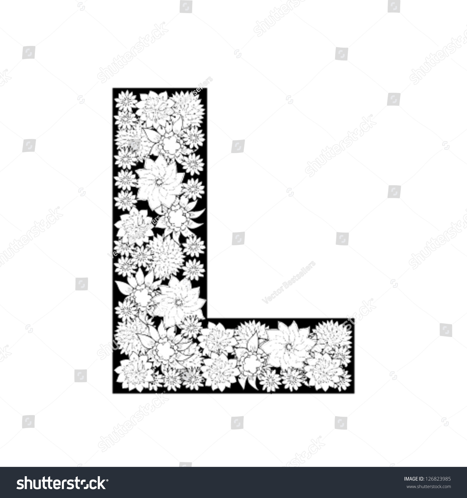 Hand Drawn Floral Alphabet Design Letter Stock Vector Royalty Free