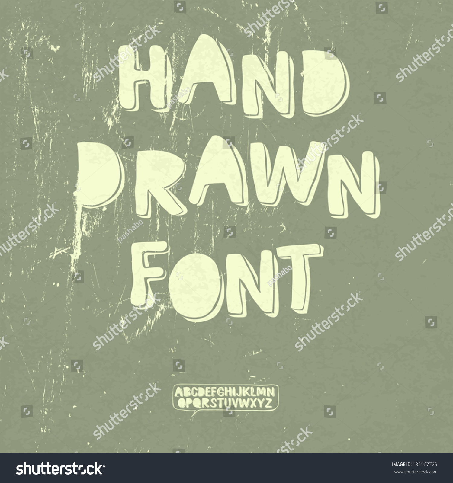 Hand Drawn Font With Shadow. Vector - 135167729 : Shutterstock