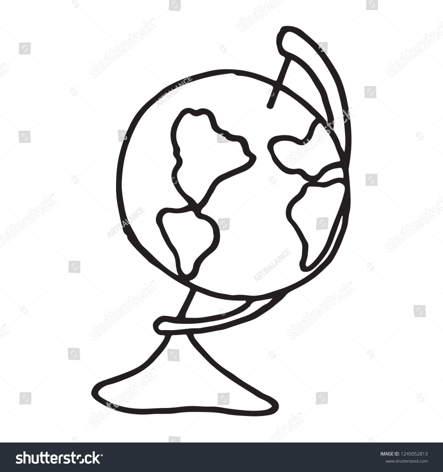 Hand Drawn Globe Isolated Illustration Stock Vector Royalty Free