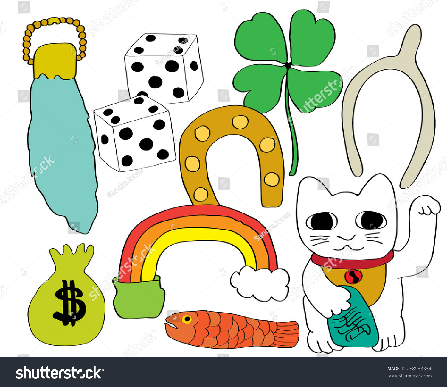 Hand Drawn Good Luck Charms Lucky Stock Vector 288983384 Shutterstock