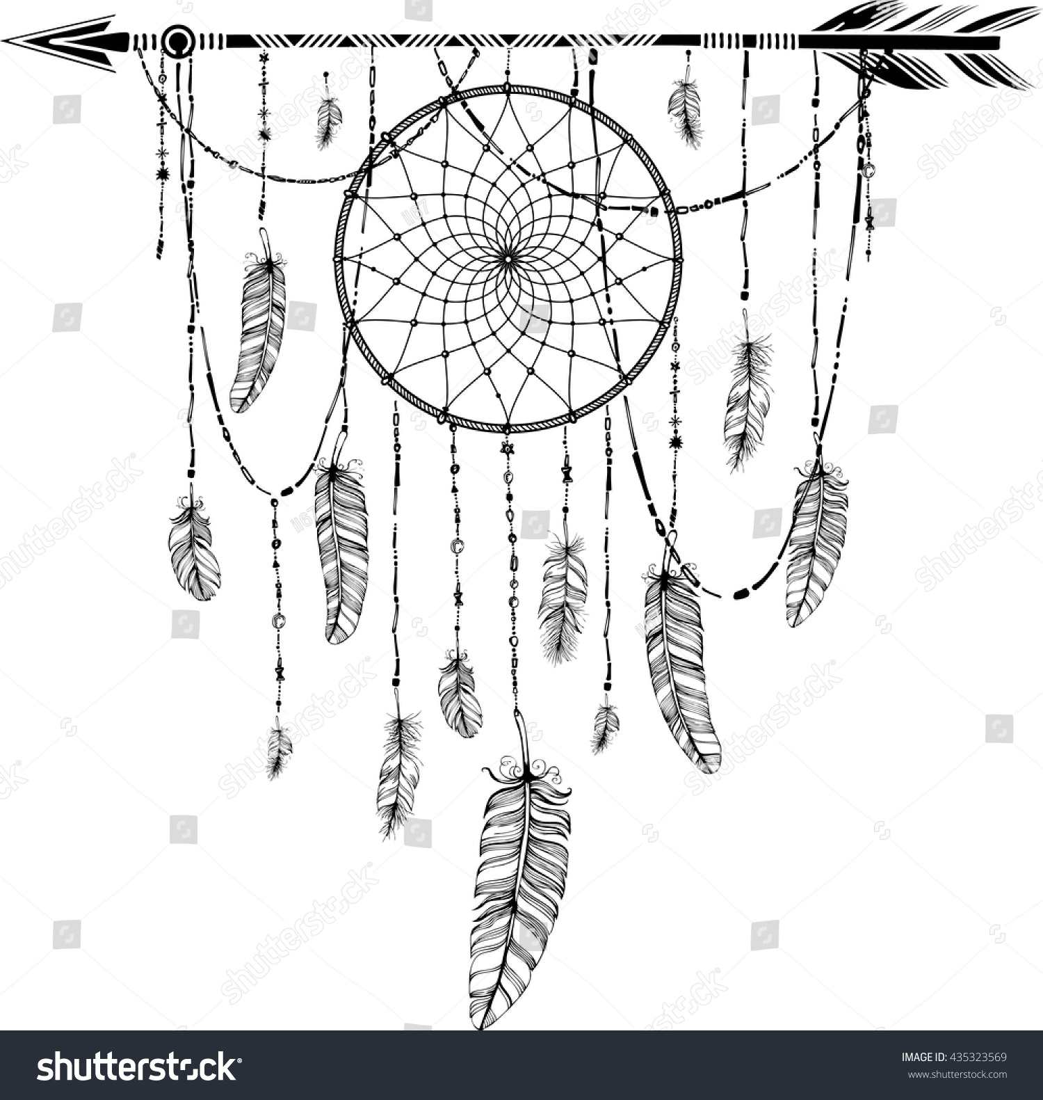 Hand Drawn Illustration In Boho Style - 435323569 : Shutterstock