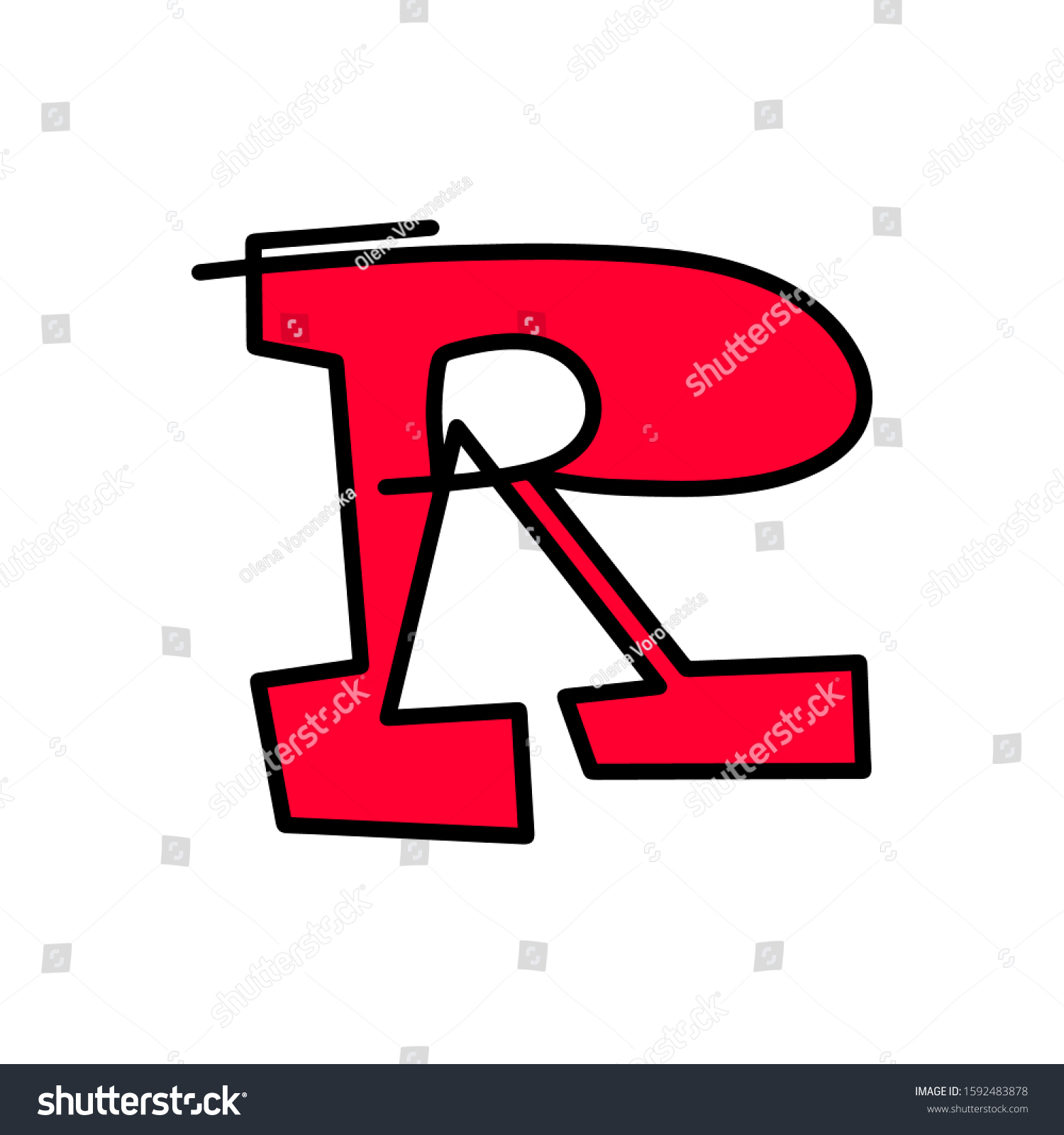 Hand Drawn Letter R Text Isolated Vector C S N Mi N Ph B N Quy N