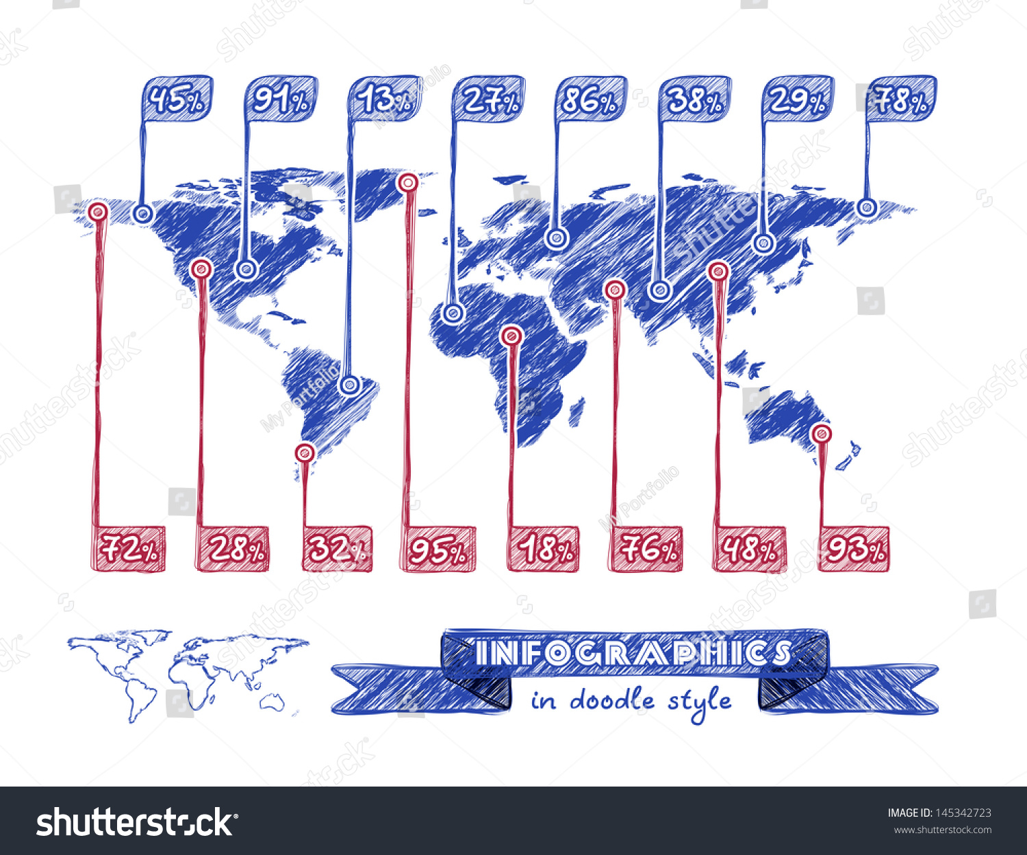 Hand Drawn Map World Vector Illustration Stock Vector Royalty Free