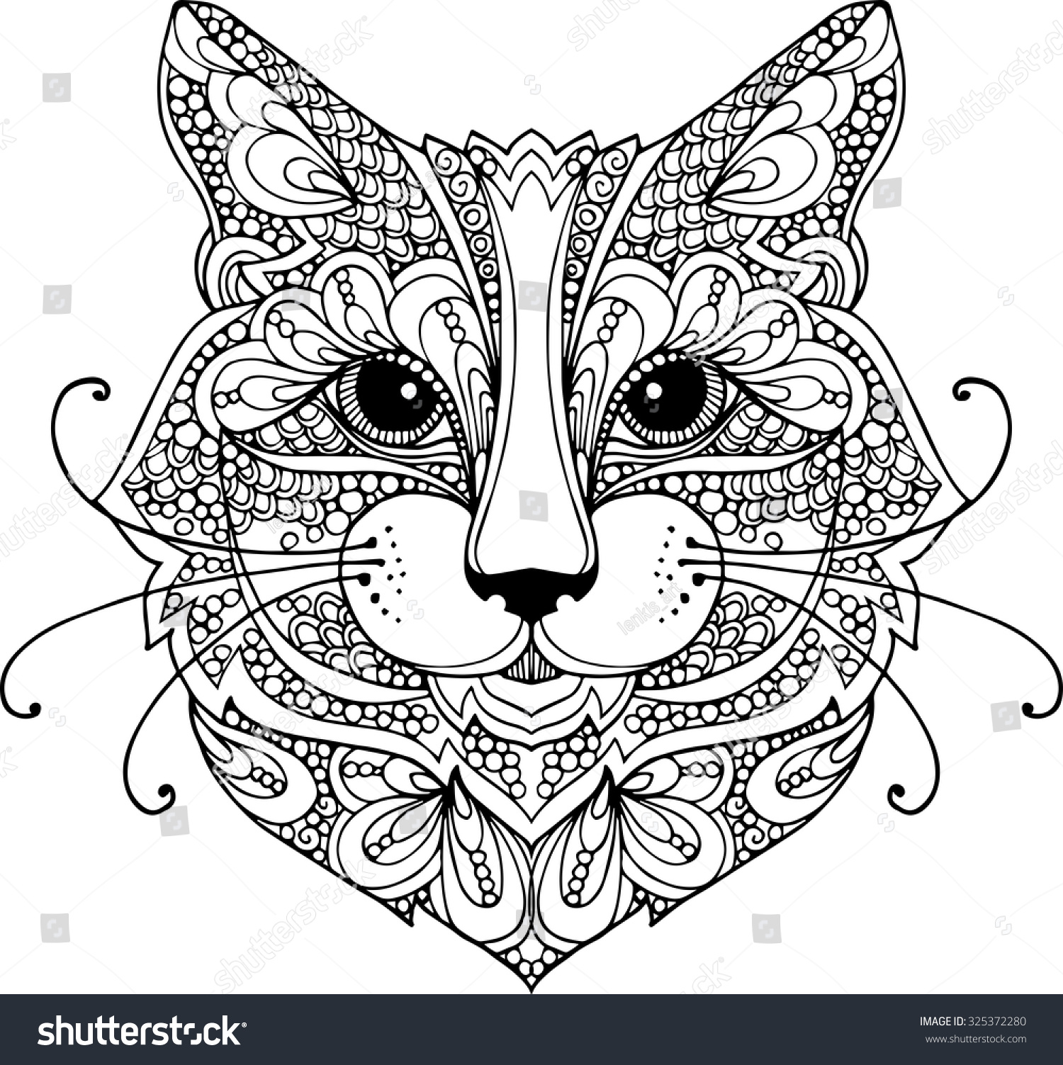 Hand Drawn Outline Doodle Illustration Cat Stock Vector 325372280