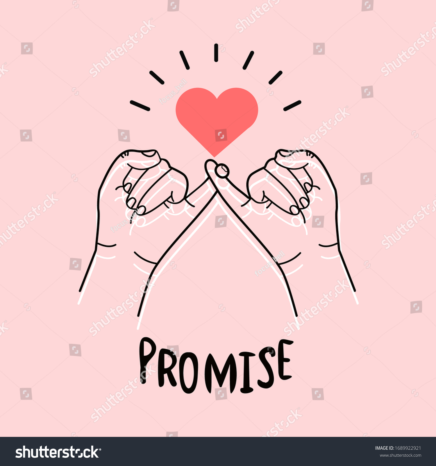 Hand Drawn Pinky Promise On Pink Stock Vector Royalty Free 1689922921