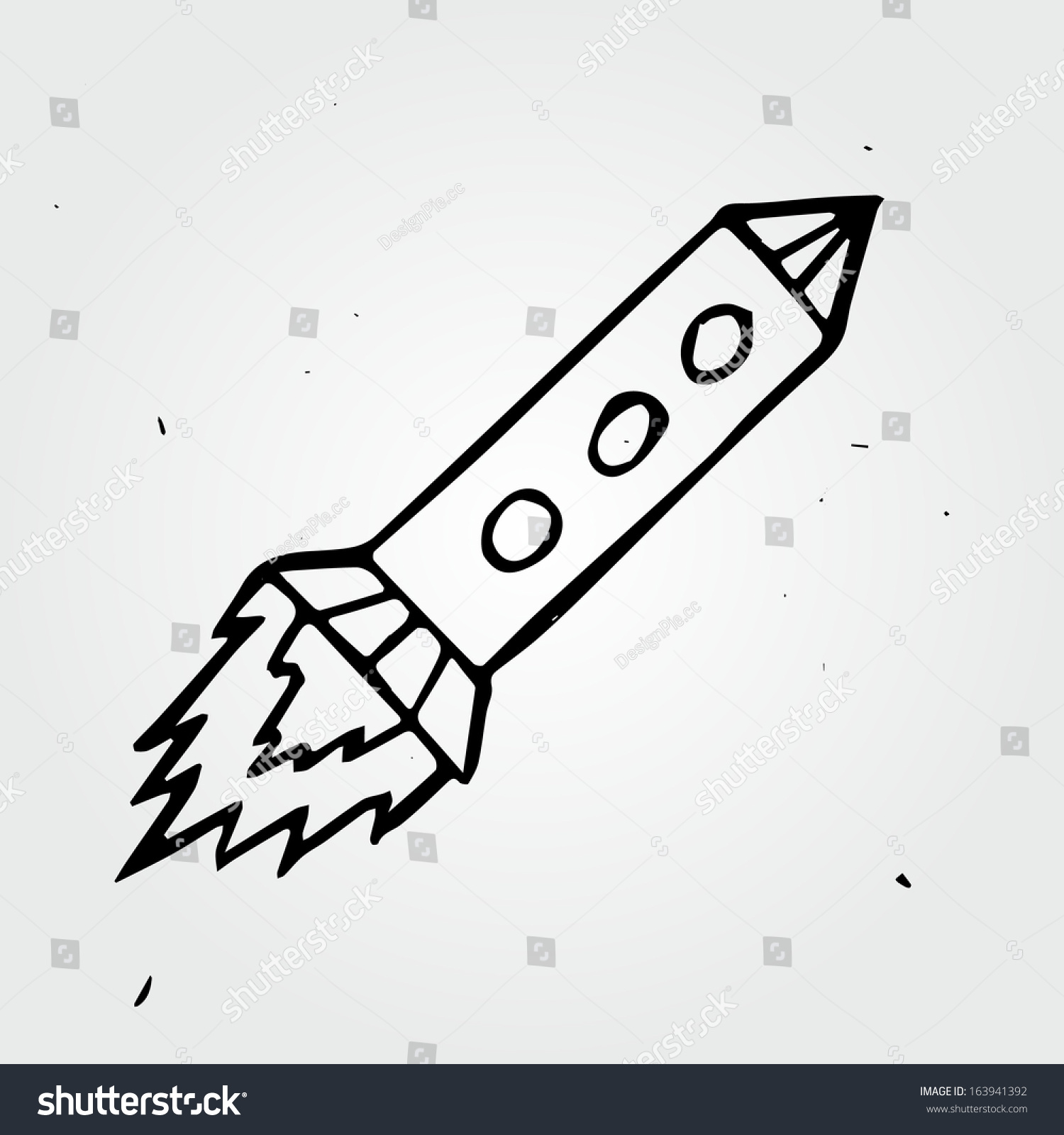 Hand Drawn Rocket Stock Vector Illustration 163941392 : Shutterstock