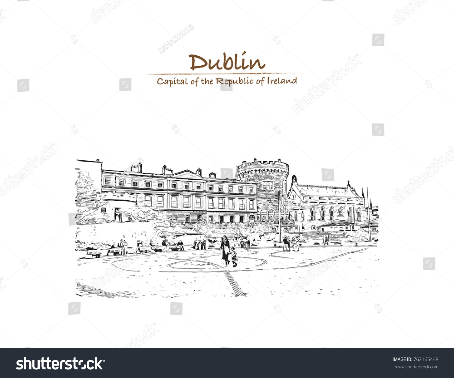 Hand Drawn Sketch Dublin Castle Vector Vector De Stock Libre De