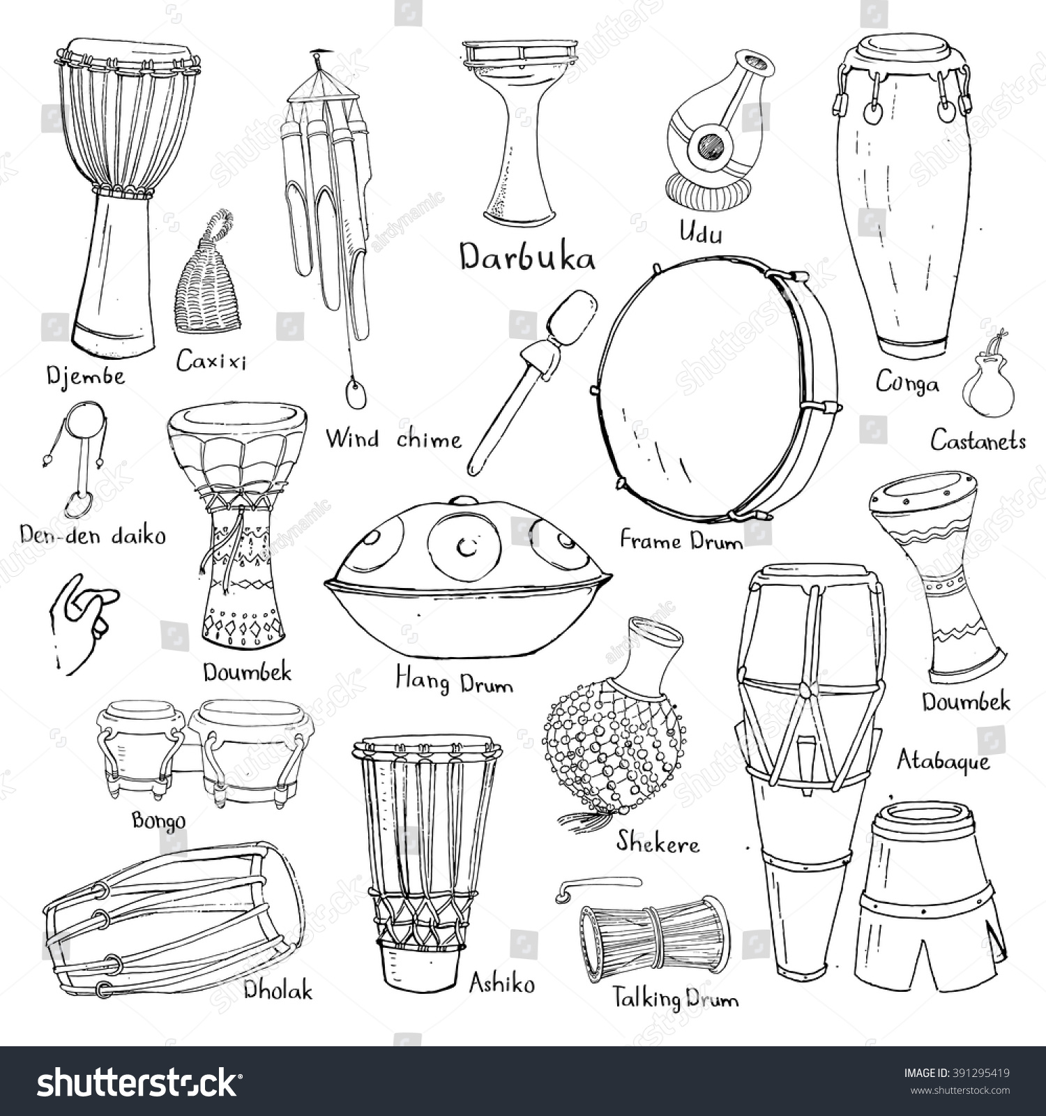 hand-drawn-sketches-traditional-ethnic-percussion-stock-vector