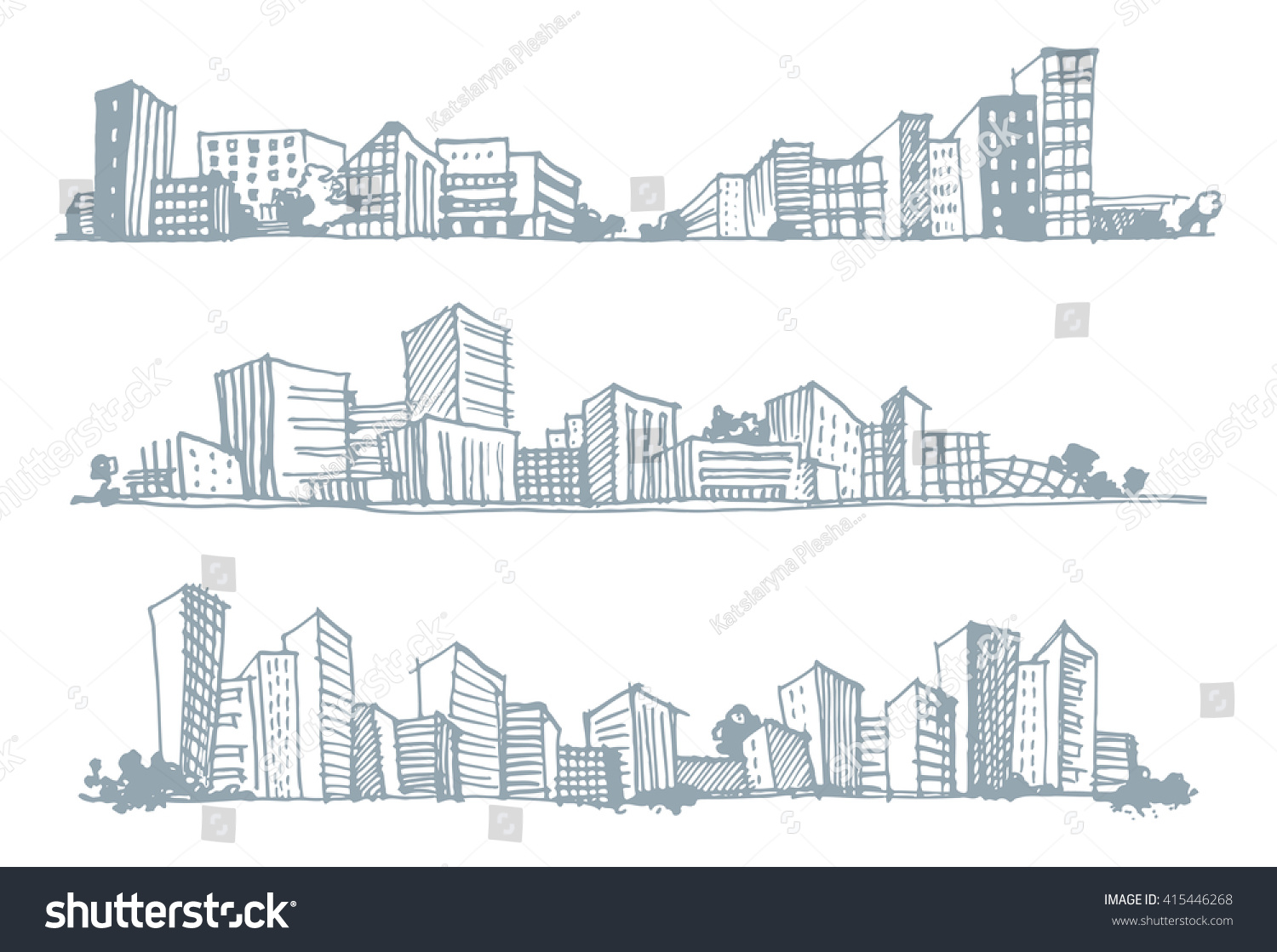 Hand drawn sketches of urban silhouettes Vector illustration Hand drawn sketches of urban silhouettes Vector illustration