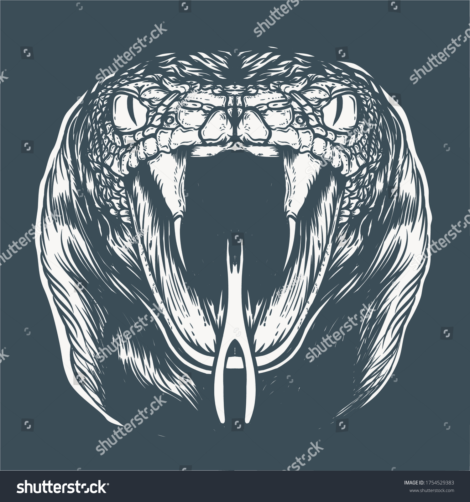 Hand Drawn Snake Cobra Artwork Illustration Stock Vector Royalty Free