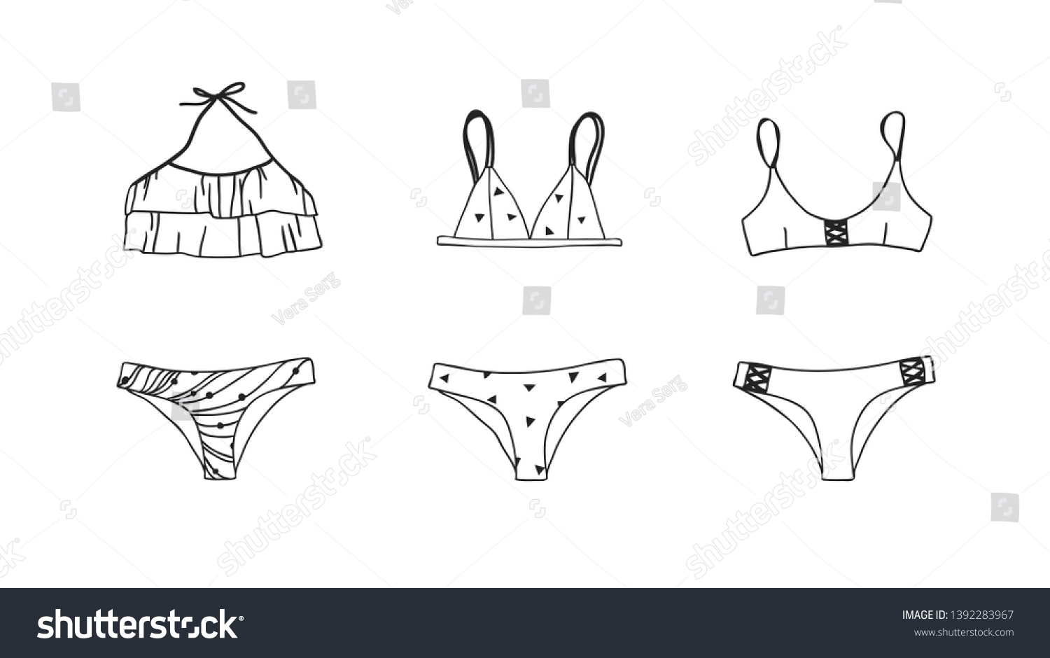 Hand Drawn Summer Bikini Illustration Actual Stock Vector Royalty Free