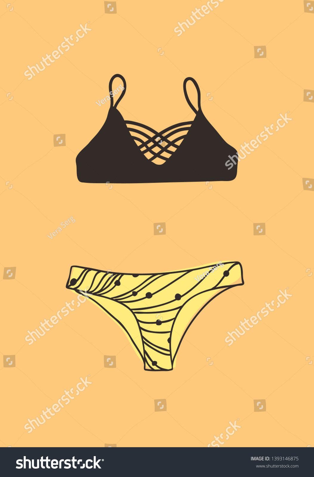 Hand Drawn Summer Bikini Illustration Actual Stock Vector Royalty Free