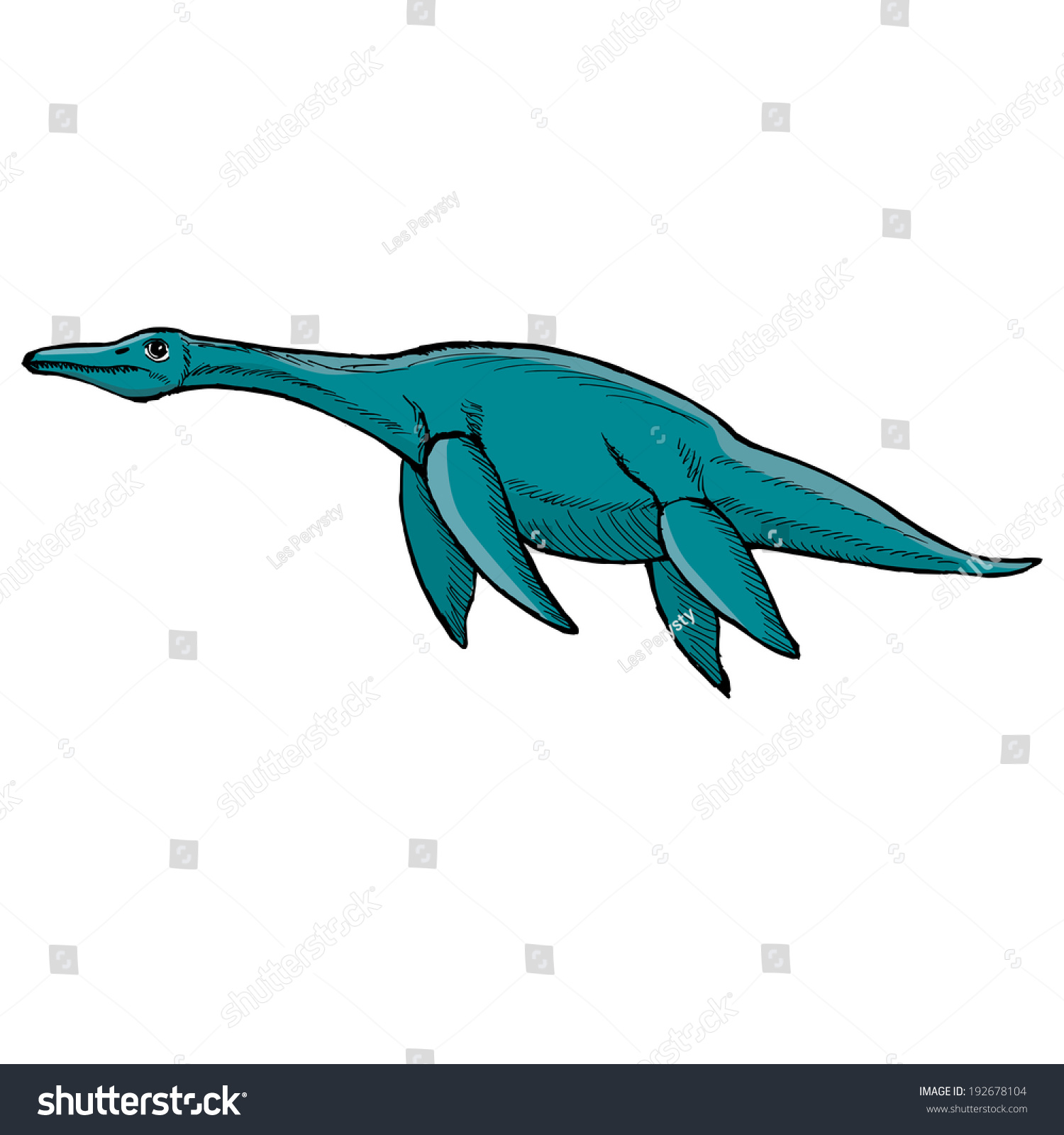 Hand Drawn, Vector, Sketch Illustration Of Plesiosaurus - 192678104 