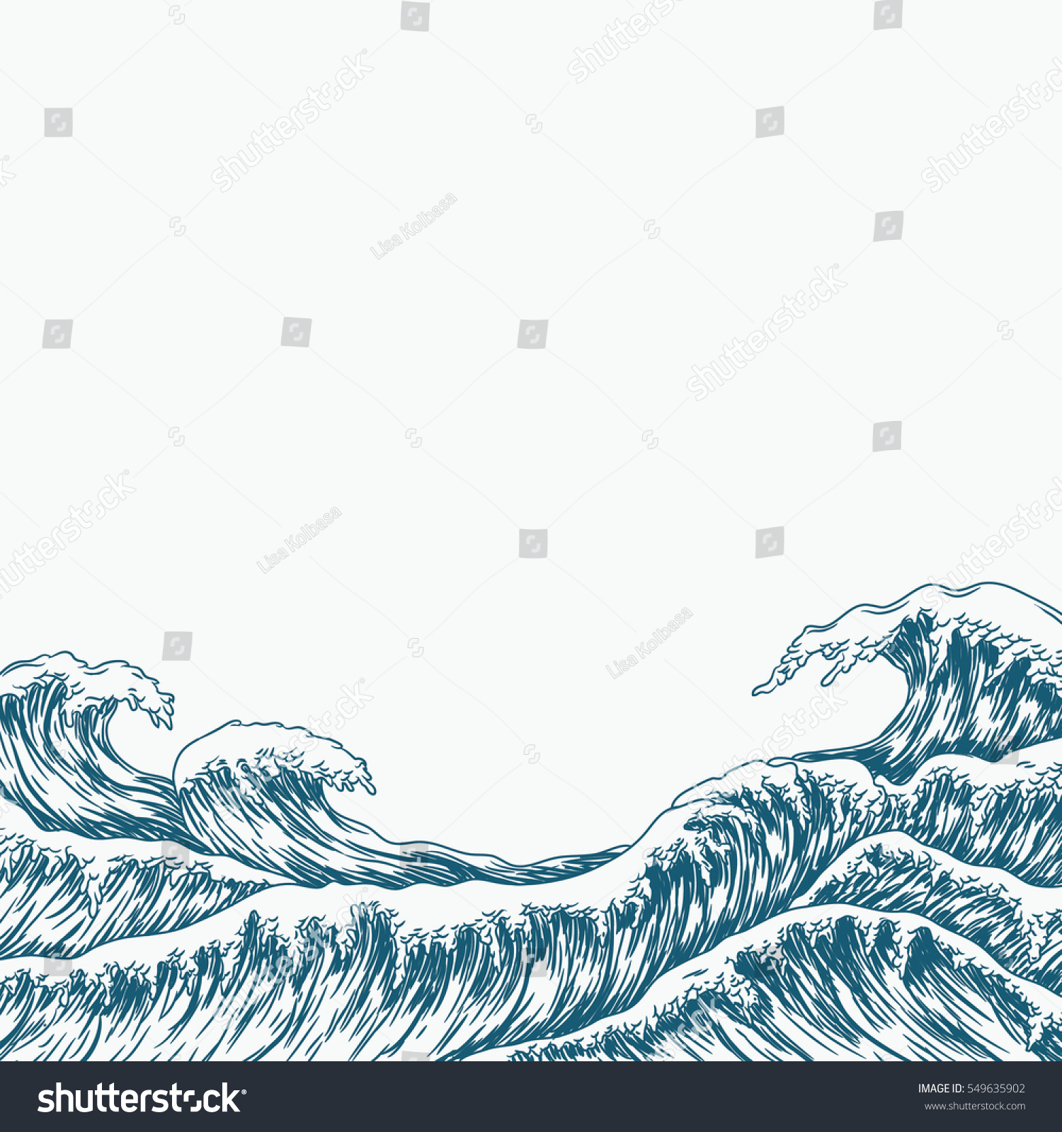 Hand Drawn Wave Background Vector Illustration Stock Vector 549635902