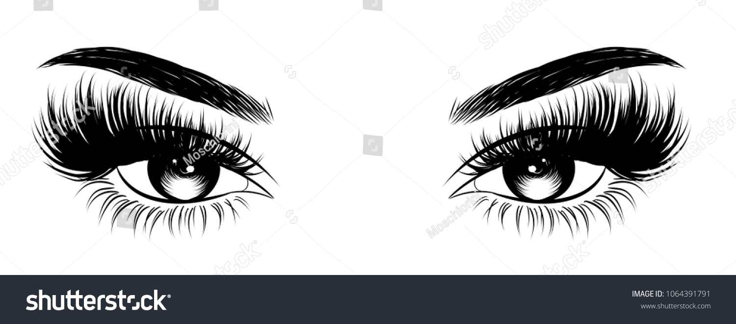 Handdrawn Womans Sexy Makeup Look Perfectly Stock Vector Royalty Free