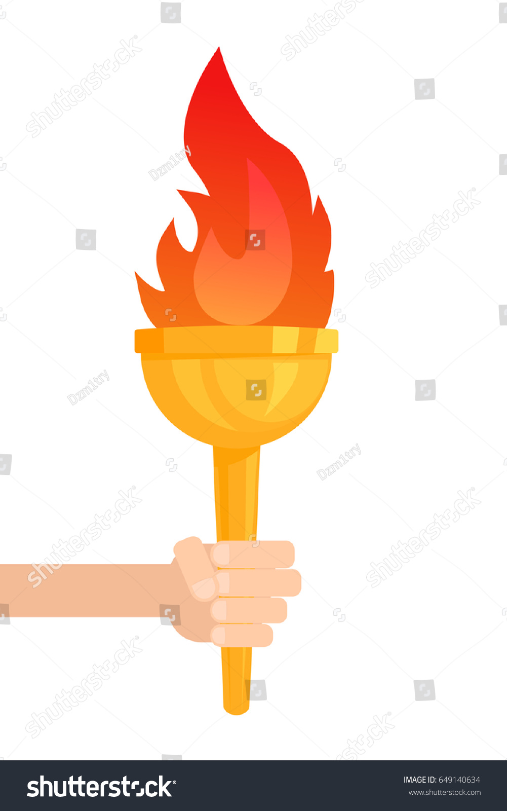 Hand Holding Flaming Torch Vector Illustration Stock Vector Royalty